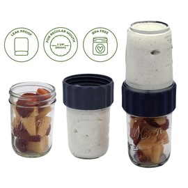 2-in-1 Lid for Connecting Two Regular Mouth Jars by Mason Jar Lifestyle (2 Pack)