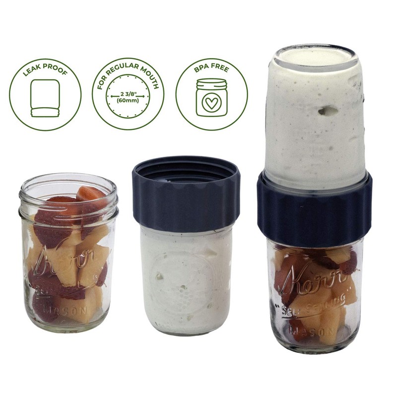 2-in-1 Lid for Connecting Two Regular Mouth Jars by Mason