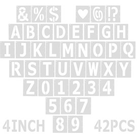 42 Pieces Stencil 10 cm Letters Numbers Stencils Set Reusable Number Stencils Washable Alphabet Stencil for DIY Crafts Wooden Signs Painting