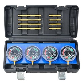 Prokomon Motorcycle Carburetor Synchronizer Tool Kit; Carb Synchronizer Tool with 4 Gauge and Plastic Case; Vacuum Carb Sync Tool for 2 Cylinder or 4 Cylinder
