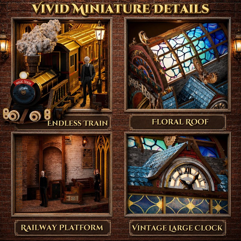 3D Wooden Puzzles Book Nook Kit Magic Train Station