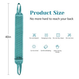 Inmorven Back Scrubber for Shower Exfoliating Body Scrubber 40 inch Double-Sided Back Exfoliator Scrub Towel, Bath Body Brush Widened Back Washer with Handle for Men and Women, Green