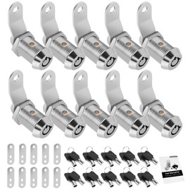10 Pack Cabinet Lock with Keys, RV Storage Locks, 7/8” Tubular Cam Lock Keyed Alike, RV Locks for Storage Door Camper Cabinet Toolbox RV Cam Locks with Manual