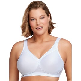 Glamorise Sujetador deportivo MagicLift para mujer, talla grande, sin costuras, sin alambre, cierre de espalda, #1006, Blanco, 36B