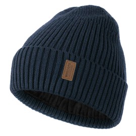 Wmcaps Beanie Hats for Men Women, Fleece Lined Beanie Warm Winter Caps Unisex Fashion Knit Cuffed Cap (Navy Blue)