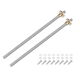sourcing map 2 Pcs 250mm / 10 Inch Tr8x4 Stainless Steel Lead Screw with T8 Brass Nut - [ Acme Thread, 2mm Pitch, 8mm Lead ] for 3D Printer Z Axis, CNC Machine