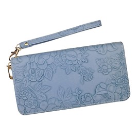 AdiStylinno Wallets for Women, Large Capacity Leather Long Wristlet Wallet Ladies Credit Card Holder Clutch Purse for Travel (Blue)