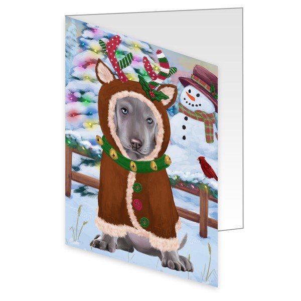 Christmas Gingerbread House Candyfest Weimaraner Dog Greeting Cards - Adorable Pets Invitation Cards with Envelopes - Pet Artwork Christmas Greeting Cards GCD71333 (10 Greeting Cards)