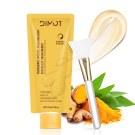 Turmeric Collagen Night Wrapping Mask with Retinol - Hydrating, Firming & Glowing Facial Mask Nourishes Skin, Refines Skin Texture - Turmeric Peel off Mask With Brush for All Skins, 2,53 fl.oz
