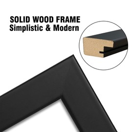 DEKWINN 8x10 Picture Frame Set of 2 Made of Solid Wood Photo Frame with Real Glass for Pictures 5x7 with Mat or 8x10 Without Mat, Wall Mount or Tabletop Gallery Photo Frames in Black