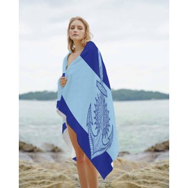 Beach Towels Retro Nautical Anchor Pool Towels Navy Blue Bath Towels Sand Free Beach Blanket Quick-Dry Lightweight Travel Towel for Adults Beach Gifts 23x47in