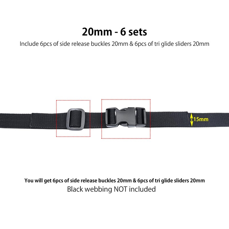 Ahijklmn Plastic Buckles,Plastic Side Release Buckle clips + Plastic Tri