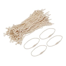 MECCANIXITY Polyester Rope Hang Tag String Snap Lock Pins Loop Price Tag Fastener Plastic Tags Ties 120mm/7.42 Inch Length,1mm/0.04 Inch Dia,Pack of 100,Beige