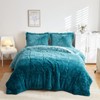 Wajade Plush Shaggy Ombre Teal Comforter Set, 3 Pieces Full/Queen