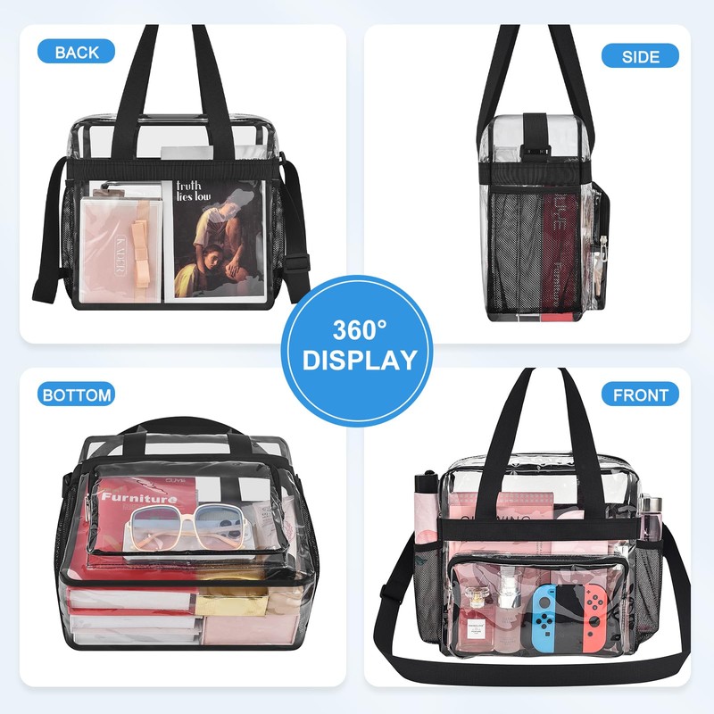 Busiuw Clear Bag for Stadium Events 12x12x6, Clear Tote Bag