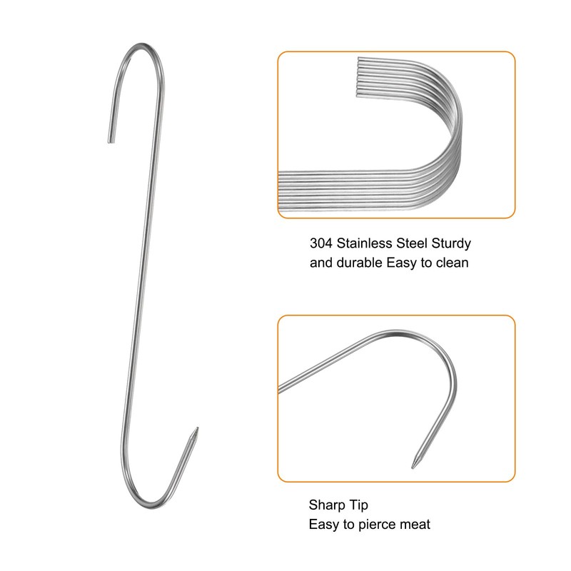sourcing map 4pcs 7" Meat Hooks 304 Stainless Steel Butcher