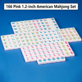 YANMEIYA YANMEIYA Pink American Mahjong Set 166 Mahjong Tiles 1.2-inch American Mah Jongg Game Set