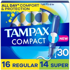 Tampax Pocket Pearl Plastic Tampons, Duopack (Regular/Super Absorbency), Unscented, 30 Count (Packaging May Vary)