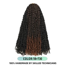 20 Inches 8 Packs crochet twists pre looped，Mixed Colors Combo Pack(6 packs 1B+ 2 pack T1B/30),Passion Twist Crochet Hair-Super Long Pre-twisted Pre Looped Hair Extensions(20"-8 Packs,1B+T30)