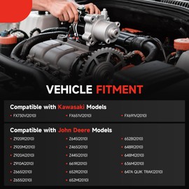 New Starter Fit for Kawasaki FX730V FX691V FX600V FX651V FX541V FX481V, John Deere 636M 652R 648R Z445 Z920A WHP52A WH48A 10-Teeth 428000-6600 21163-0756 21163-0754 21163-7023 19169