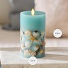 Luminara Flameless LED Candle Soft Teal Embedded Seashell & Starfish