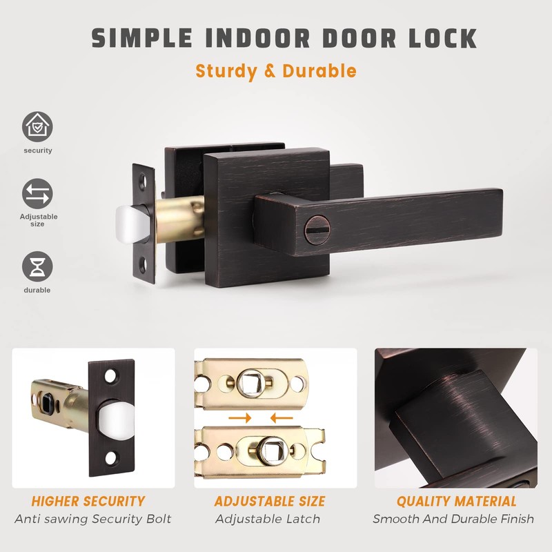 KNOBWELL 4 Pack Bronze Door Handle, Interior Door Handle Levers