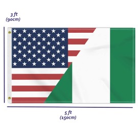 3×5 FT USA Nigeria Friendship Flag, Large 150D America Nigerian Outdoor Banner,Double Side Printing American Decor For Patio Garden With Brass Gromment