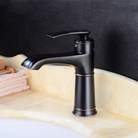 Vintage Bathroom Faucet Black, Single Handle Bathroom Sink Faucet, Cold Hot Mixer Vintage Vanity Tap, Bathroom Faucet Antique Brass, Short (Size : Short)