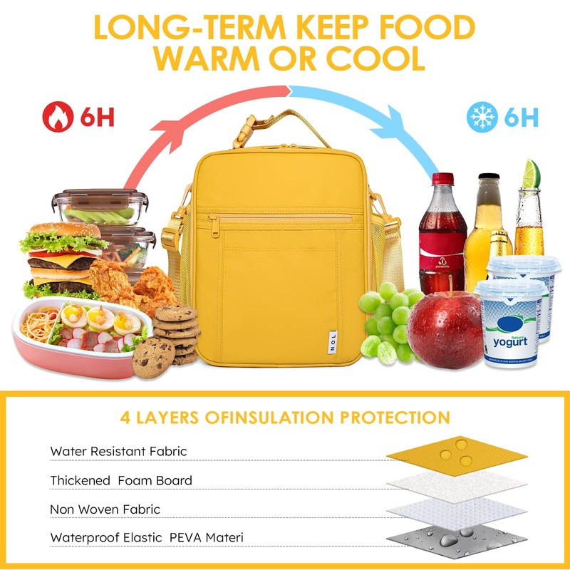 NOL Natural Organic Lifestyle Nylon Waterproof Lunch Box for Women/Men,