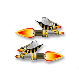 2 Fire Plug Bee 6" Vinyl Decals Snowmobile Sled Hauling Trailer Stickers ((2) 2.5"x 6" Decals)
