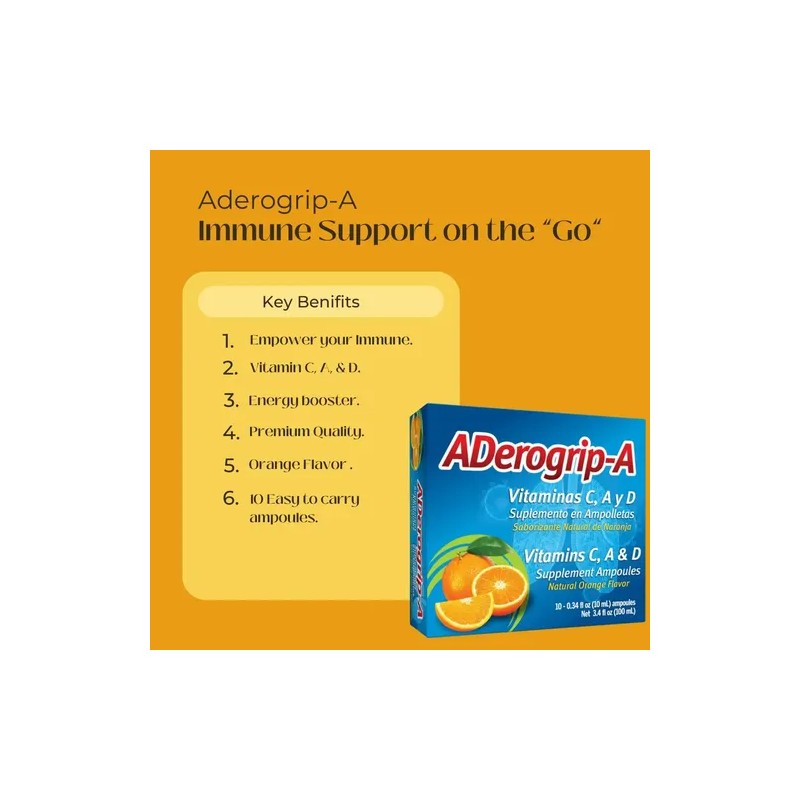 Aderogrip-a Vitaminas Líquidas C A D 10 Ampollas