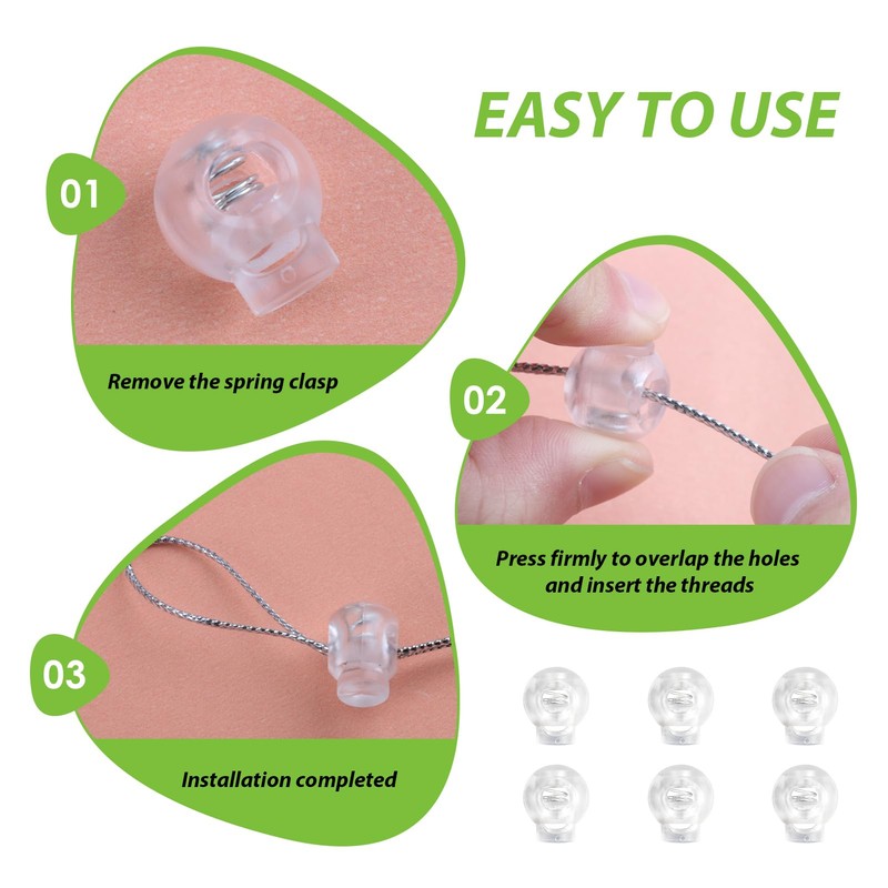 6 Pcs Plastic Cord Lock Stopper End Spring Stop Toggle