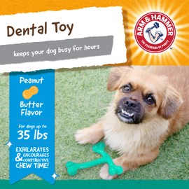Arm & Hammer For Pets Ora-Play T-Bone Dental Chew Toy for Dogs -( Pack of 2(| Best Dog Chew Toy for The Toughest Chewers | Reduces Plaque & Tartar Buildup Without Brushing, Peanut Butter Flavor