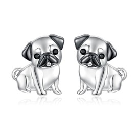 Pug Dog Earrings Sterling Silver Pug Stud Earrings for Women Hypoallergenic Adorable Puppy Dog Earrings Jewelry Gifts for Pet Lovers, Normal, Sterling Silver, No Gemstone