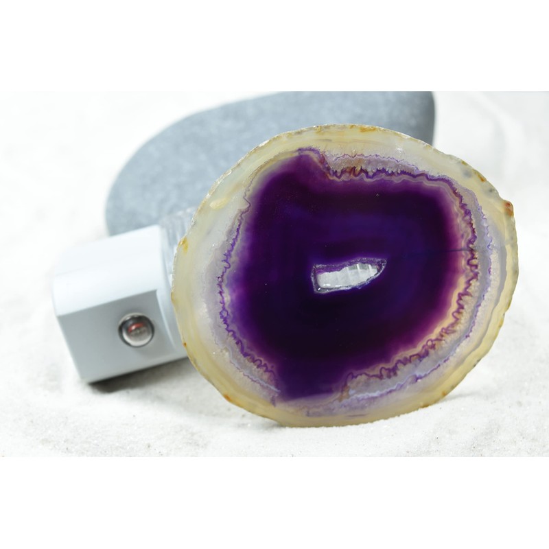 Purple Agate Slice LED Night Light with Auto Sensor -