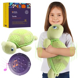 Special Supplies Vibrating Pillow Sensory Pressure Activated Calm for Kids and Adults, Plush Minky Soft Cover-Textured Therapy Stimulation Bumps 3 Vibration Modes, Music & Voice Recording (Turtle)
