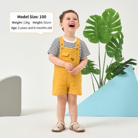 Volunboy 2-Piece Baby Clothing Set, Summer Clothing Outfit, Short Dungarees/Overalls & Striped T-Shirt for Baby/Toddler, yellow