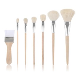 Lyaciomn Mop Brush for Acrylic Painting 7Pcs Artist Paint Brush Set with Wooden Handle Wool Brushes for Watercolor Painting