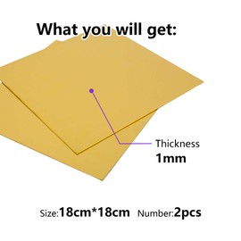 2 pieces brass sheet 1 mm, brass plates, brass, brass plates, brass sheet 18 cm x 18 cm x 1.0 mm (2 pieces)