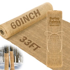 Buryeah 60 Inch x 33 ft Burlap Fabrics Roll Natural Burlap Garden Multipurpose Weed Barrier Garden Landscape Blankets Cloth Weed Barrier Fabric Jute for Outdoor Home Craft Shrubs Party Decor