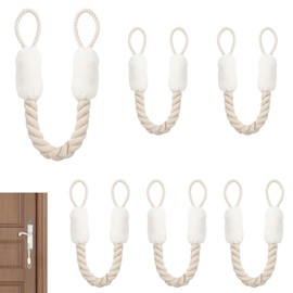 Pamtns 6 x 60 cm Door Stoppers Door Cord Clamp Protection Door Cord Door Rope Door Stopper Ropes Cotton Door Cord Clamp Protection for Doors Door Cords Door Handle Protection Door Stopper White