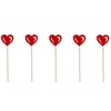 DARO DEKO Wooden Flower Stake Heart Red Pack of 5