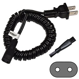 HQRP AC Power Cord Compatible with Braun 100 105 150 155 205 209 1008 1012 1013 1501 1505 1507 1508 1509 1512 2000 2001 2005 Shaver Lead Mains Cable + HQRP Cleaning Brush