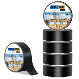 CircleRoad Butyl Tape 2 Inch x 50 Feet, 6 Pack Butyl Sealant Tape for Beams, Flashing Tape Waterproof Anti-Corrosion Deck Joist Tape Weather-Resistant Black Roof Repair Tape
