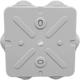 Square 80mm Junction Box IP44 with Grommets and Snap Lid - Grey Plastic Indoor or Outdoor - Cable Connection Enclosure