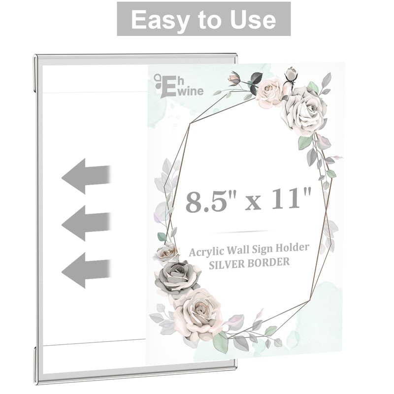 EHWINE 16 Pack 8.5 x 11 Acrylic Sign Holder Wall