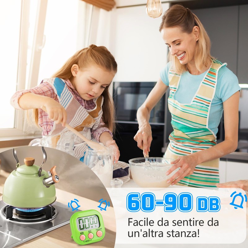 3 Pezzi Timer da Cucina Digitale con 3 Colori, Timer