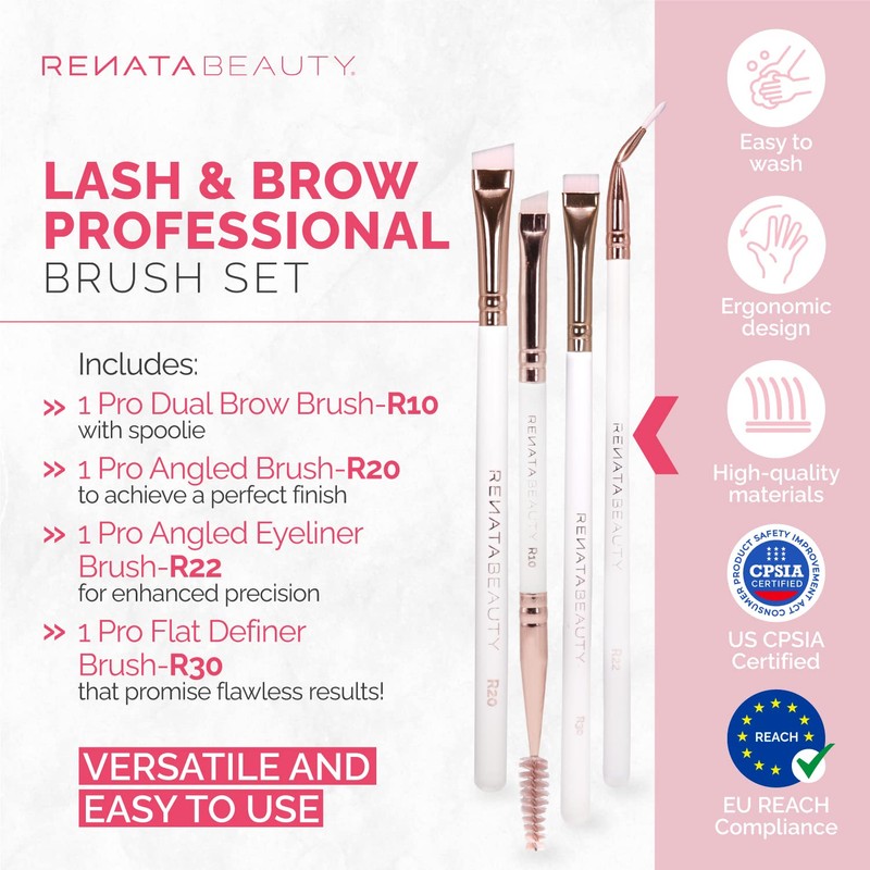 Renata Beauty Eyebrow Brush Set 4 Pieces - Eyebrow Brush