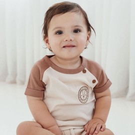 Aster & Oak Lion Embroidered Raglan Tee, 5Y
