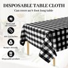 Bouiexye 4 Pack Disposable Table Cloth Black Gingham Plastic Tablecloth
